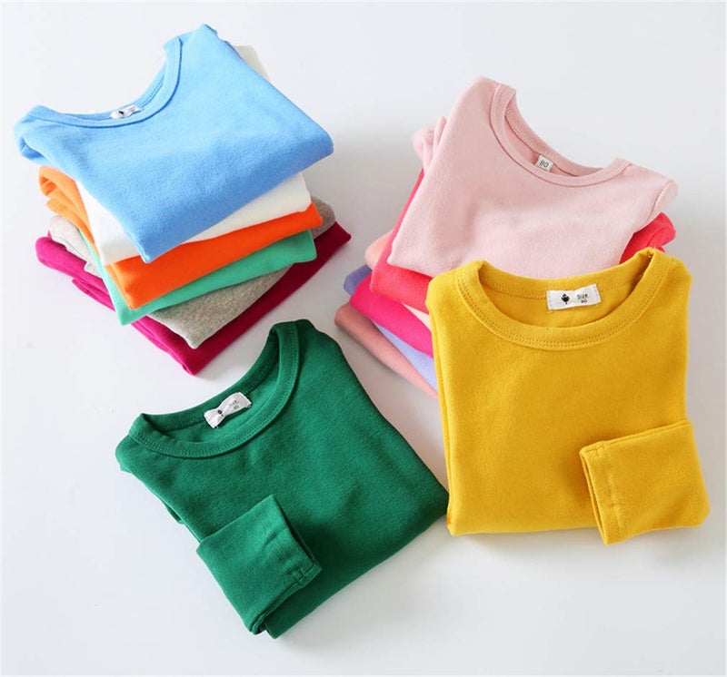 Niyage Toddler Soft Thick Crewneck Tee Tops Girls Comfort Basic Long Sleeve T-Shirt Dark Green 120 - Image 2